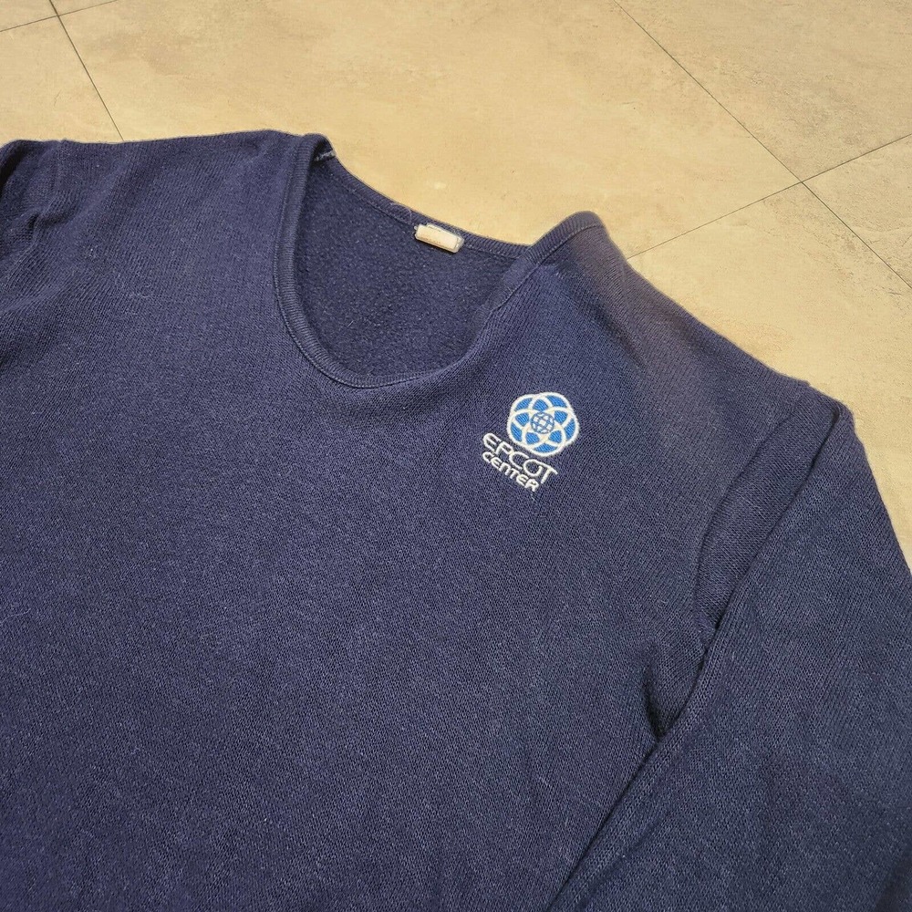 VTG 70s 80s Epcot Center V Neck Sweater Adult M Medium Walt Disney World Artex